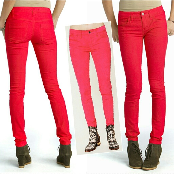Free people fp skinny corduroy grenadine red cords - Picture 2 of 4