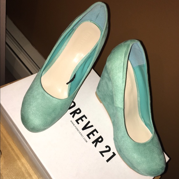 Forever 21 blue suede wedges ! Never Worn
