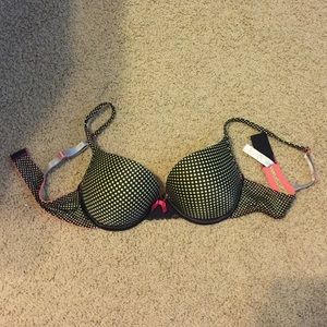 Wonderbra, black and green polka dotted