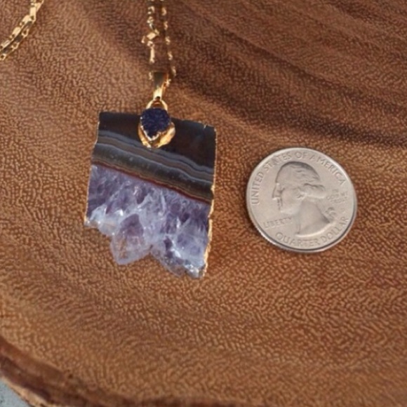 Gold Plated Amethyst Pendant Necklace - Picture 2 of 4