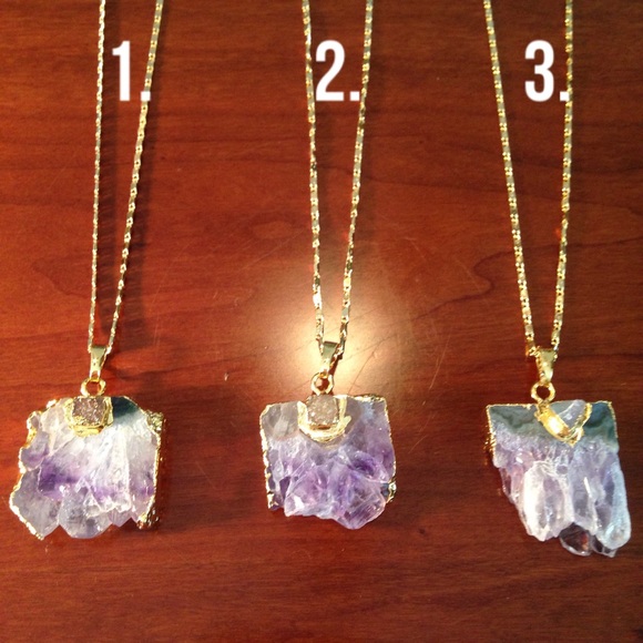 Gold Plated Amethyst Pendant Necklace - Picture 3 of 4