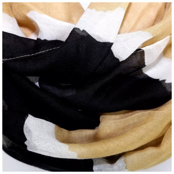 Black Tan Off White Stripe Infinity Scarf B11 - Picture 3 of 4