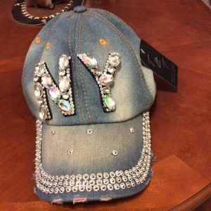 Rhinestone Denim Baseball Hat