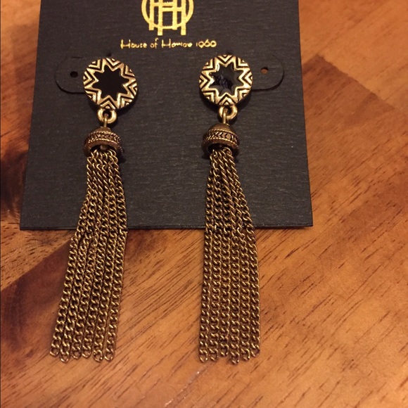 House of Harlow Gold Sunburst Tassel Earrings - Picture 2 of 2