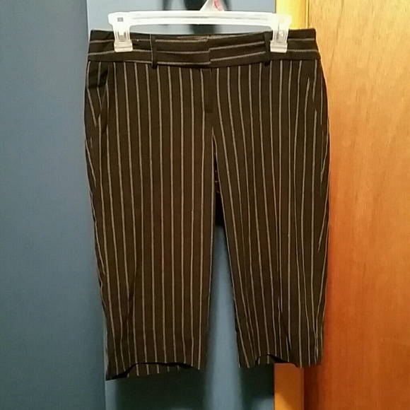 White House Black Market black striped capris
