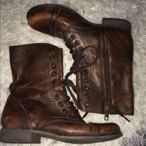 Leather combat boots