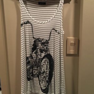 Lauren Moshi long tank with a motorcycle on it