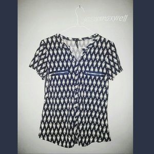 Cute Navy Patterned Shirt