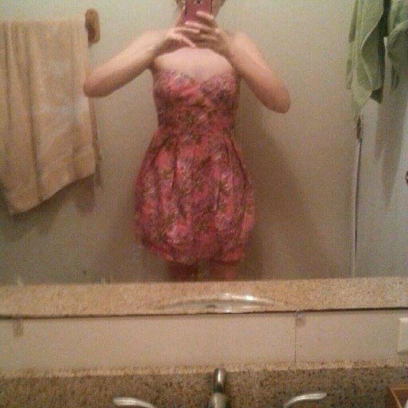 Strapless dress.