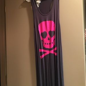 Gray with a pink skull maxi dress
