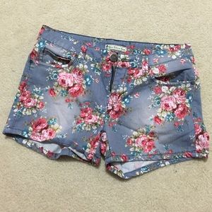 Floral Print Jean Shorts