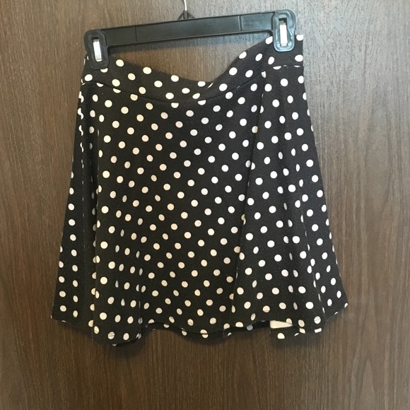 Black and White Polkadot High Waisted Skater Skirt