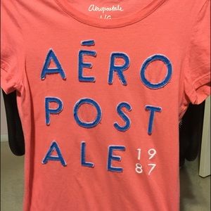 Coral and Blue Aeropostale Tee