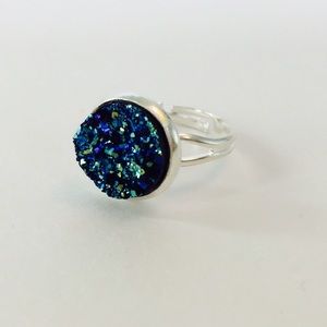🎉HP!💍Blue Textured Druzy Adjustable Ring