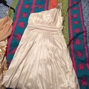 white one shoulder homecoming dress