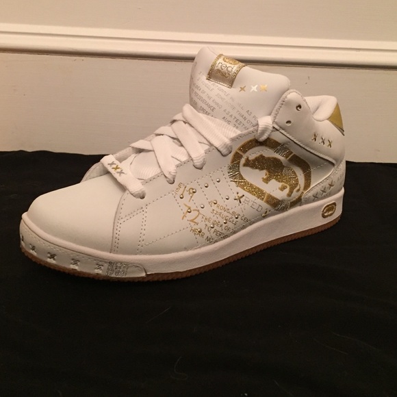 White and Gold Sneakers