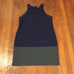 Navy striped shift dress