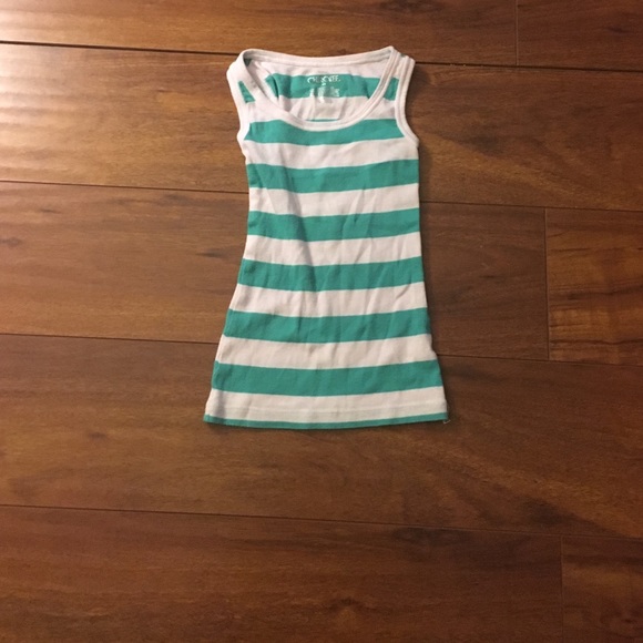 A blue and white tank