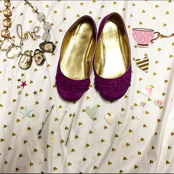 Cute purple target flats with Ruffles and gold