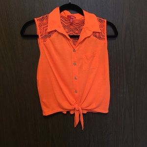 Orange Button-Up Tank Top
