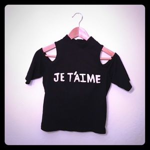 Cold Shoulder "Je T'Aime" Crop Top