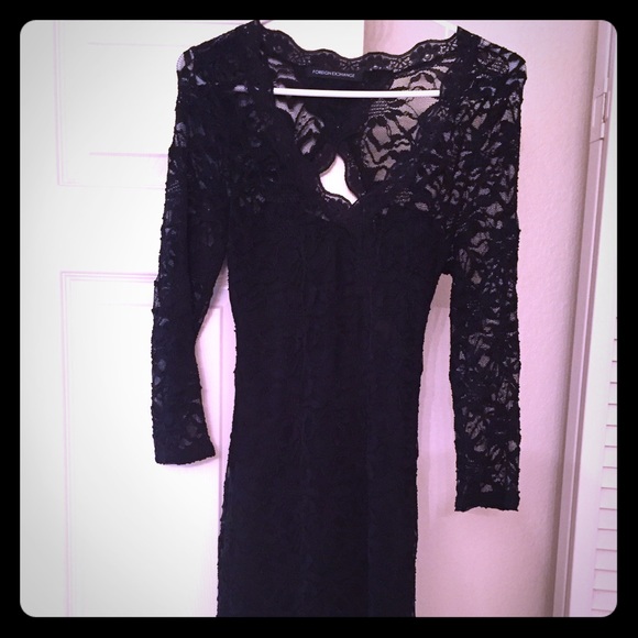 Foreign exchange lace dress, black size L