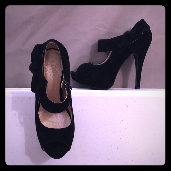 Black Suede Platform High Heels