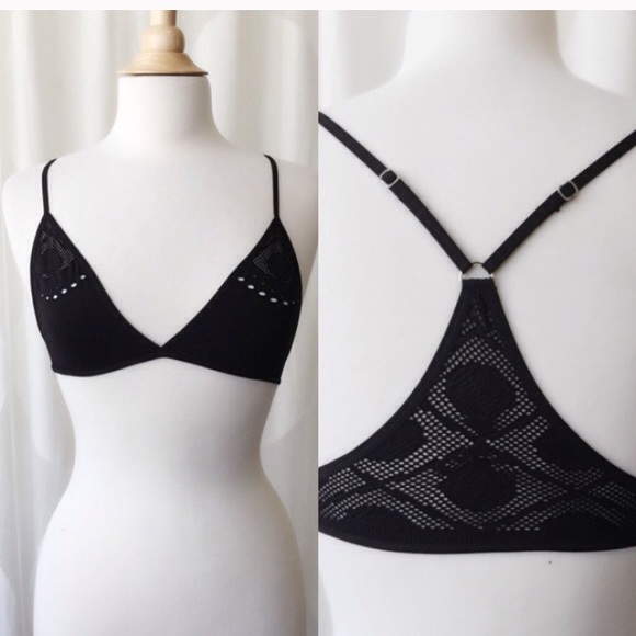 April Spirit black floral halter bralette-NWT! - Picture 2 of 4