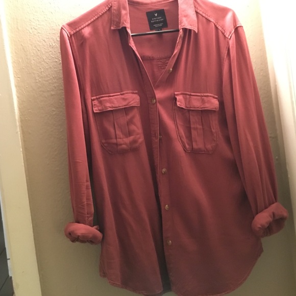 American eagle burnt red vintage boyfriend shirt