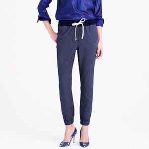 J Crew Sideline Pant In Indigo-Stripe Chambray