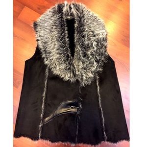 PLUS SIZE Faux Suede & Fur Vest