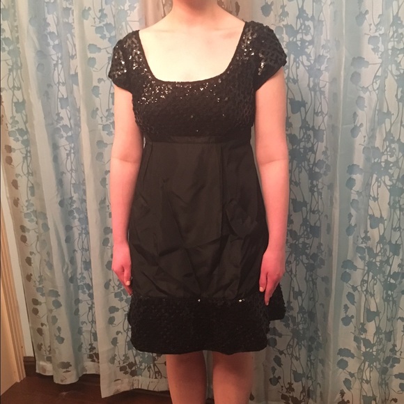 Betsy Johnson Black sequin sleeved dress