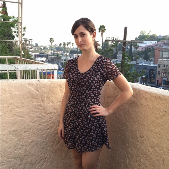 Floral fit and flair button front dress