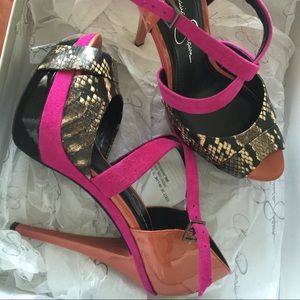 Jessica Simpson multi color platforms.