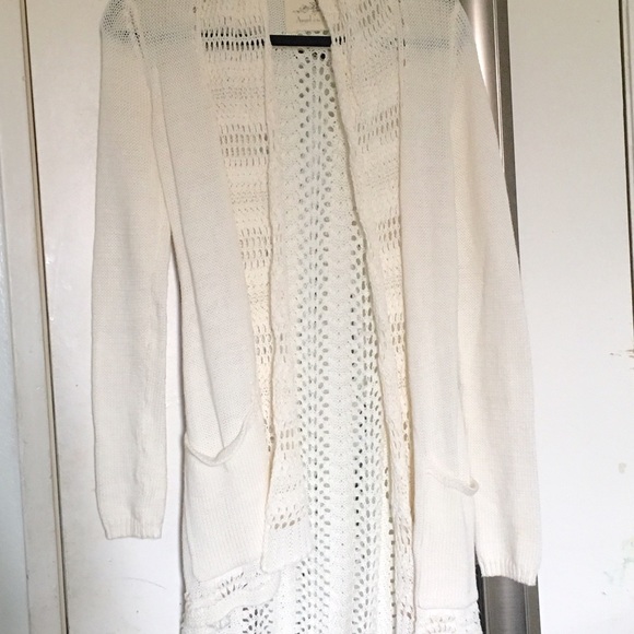 Anthropologie long cream cardigan