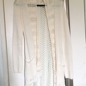 Anthropologie long cream cardigan