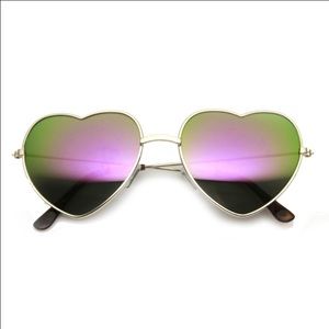 Warm colors mirrored heart shaped sunglasses