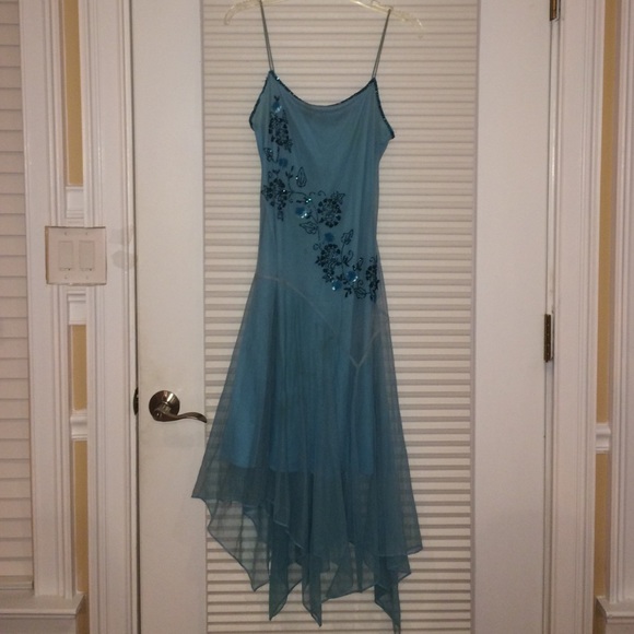 Mes Ami bead embroidered mid calf dress