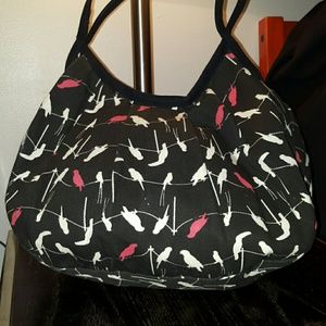 Yakpak Birds on a Wire Print Purse Bag Black