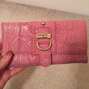 Nine West pink snake-skin wallet