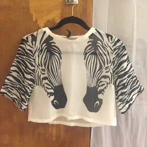 Sheer zebra crop top