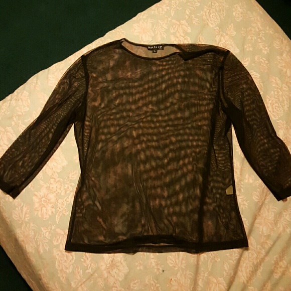 Black mesh top