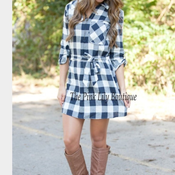 Plaid tie dress