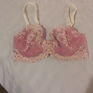 Rose pink and white lace bra, 32 D
