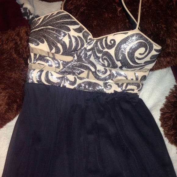 Black, Silver, and Nude Formal Dress - Picture 2 of 4