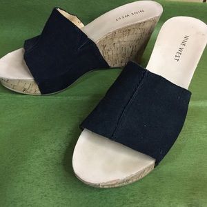 Nine West leather cork wedges