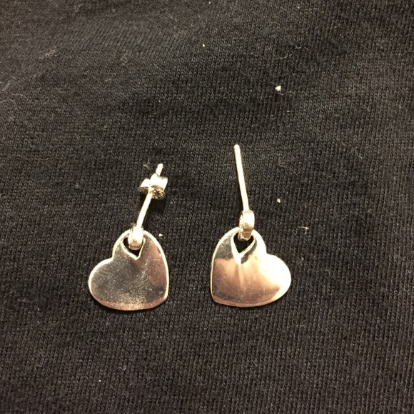 Sterling Silver Polished Dangling Heart Earrings - Picture 1 of 1