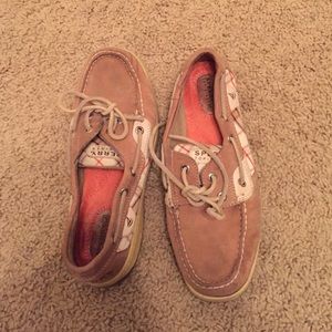 Khaki Sperry with plaid sides