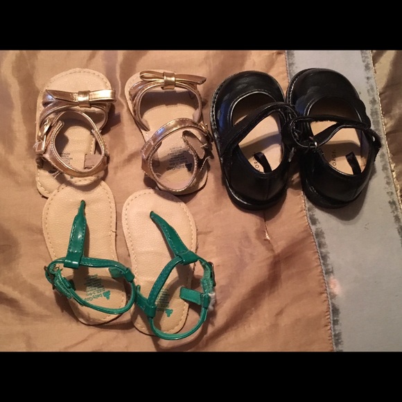 Green gold and black baby girl shoes!