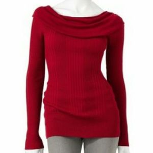 Cowl Neck Ribbed Top